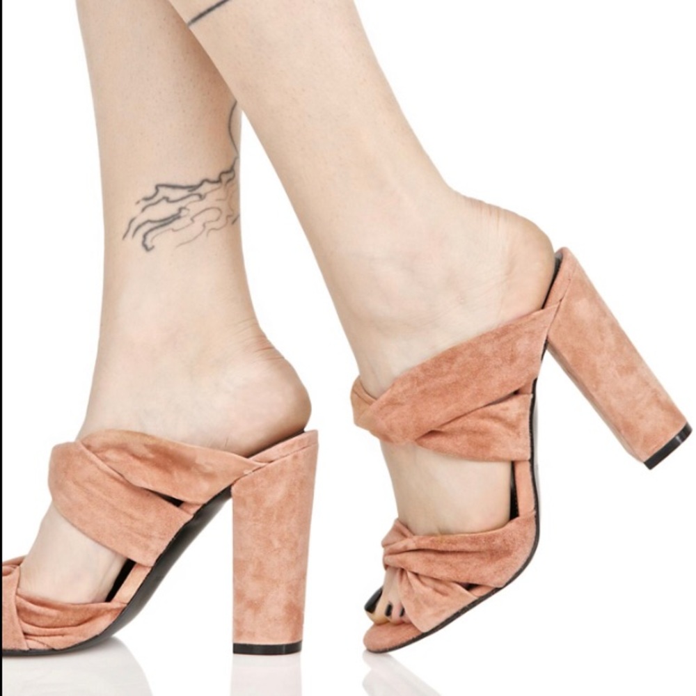 Kendall + Kylie Blush Suede Heeled Mule